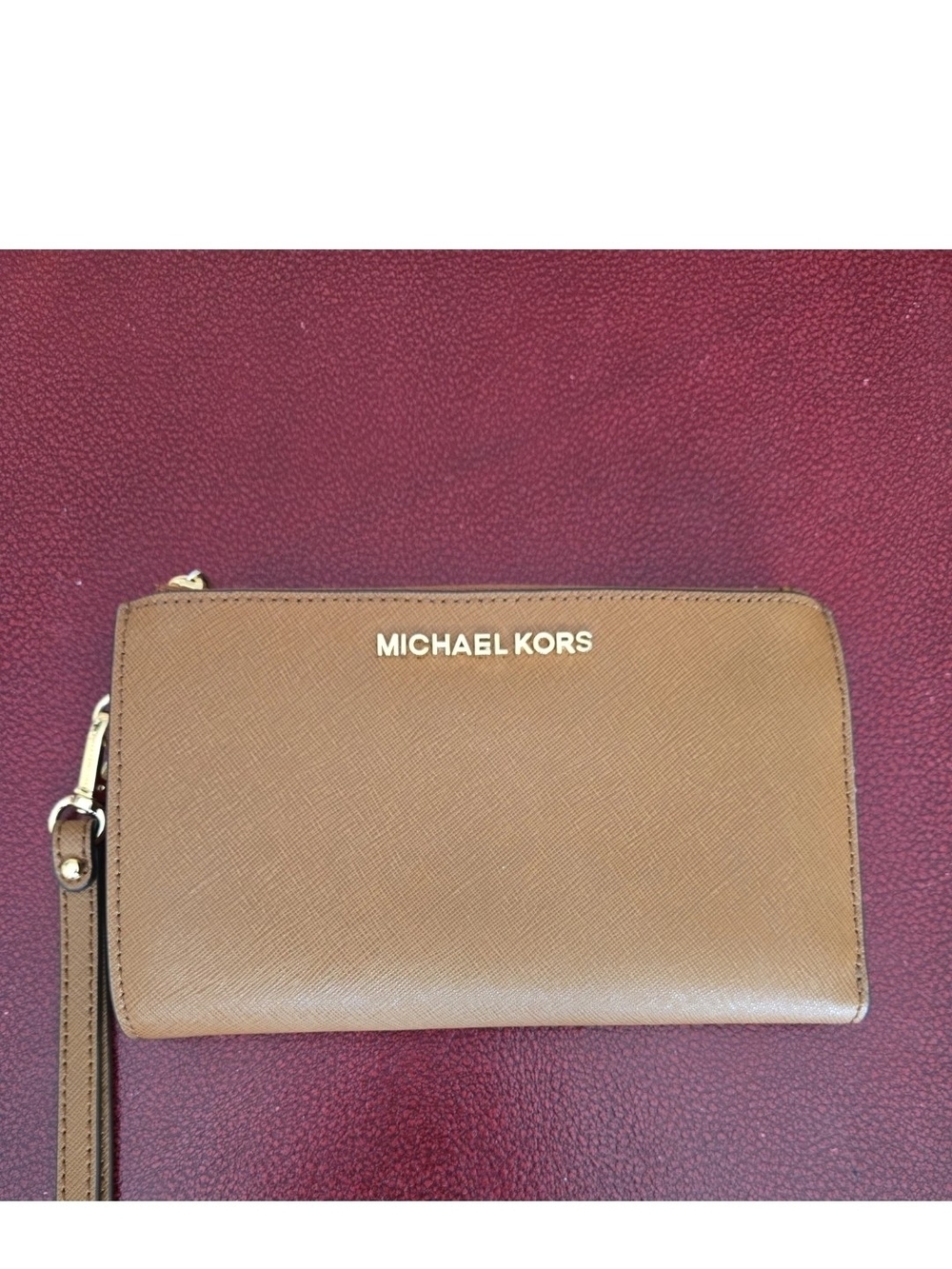 Michael Kors Tan Leather Zip Wallet Wristlet